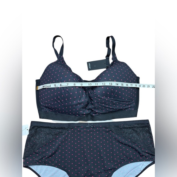 Penningtons, Plus Size Bra & Panty Set 44G, 2X, Black, Pink 🫦 - Picture 2 of 10